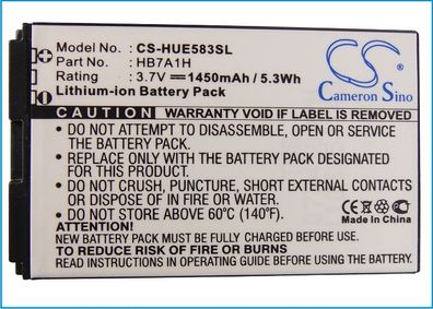 Ersatzakku - CS-HUE583SL - HUAWEI E583C / HB7A1H - 3,7 Volt 1450mAh Li-ion