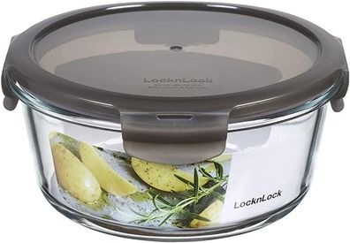 LocknLock oven glass 950ml Ø 180 x 82 mm, Deckelfarbe grau LLG861G