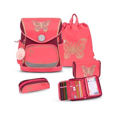 Belmil Compact Plus Premium Schulranzen Set 4-teilig "Coral"