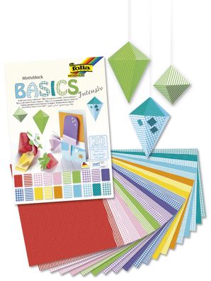 Folia 48249 Bastelblock Design Basic Intensiv - 20 Blatt, 24 x 34 cm, sortiert