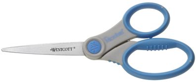 Westcott E-30770 00 Schere Microban® Softgrip, rostfrei, asymmetrisch, grau/blau,