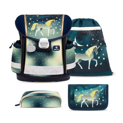 Belmil Classy ergonomisches Schulranzen-Set 4-teilig "Sparkling Unicorn" mit Brust