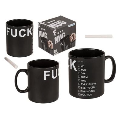 XL Tasse Fuck mit Kreide zum ankreuzen 12,5x11cm schwarz