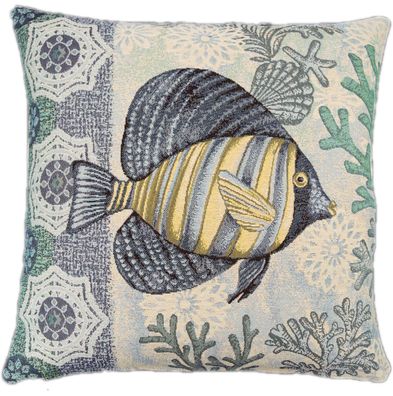 Kissenhülle Maritim 45x45 Sandner Fisch Gobelin Kissen Kissenbezug Dekokissen Blau