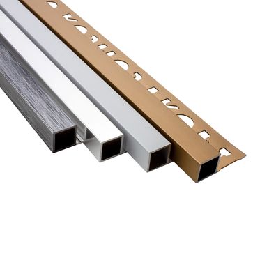 Alu Quadrat Profil Fliesenschiene silber gebürstet matt poliert gold L2,7m H10mm