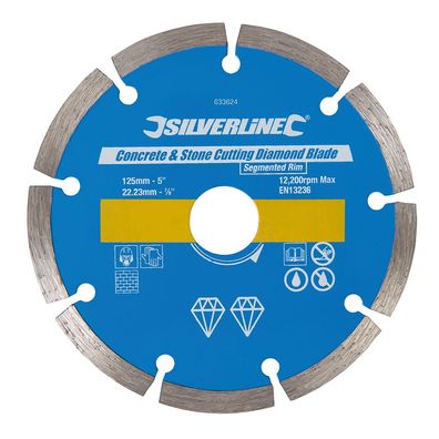 Stein- und Beton-Diamanttrennscheibe 125 x 22,23 mm segmentiert