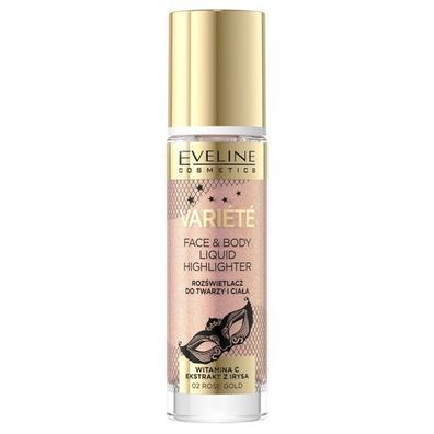 Eveline Cosmetics Variete Flüssiger Highlighter 02 Rose Gold, 30ml - Luxuriöser Glow