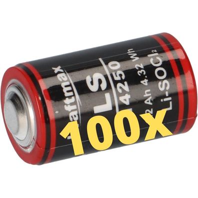 100x Kraftmax Lithium 3,6V Batterie LS14250 1/2 AA - Zelle