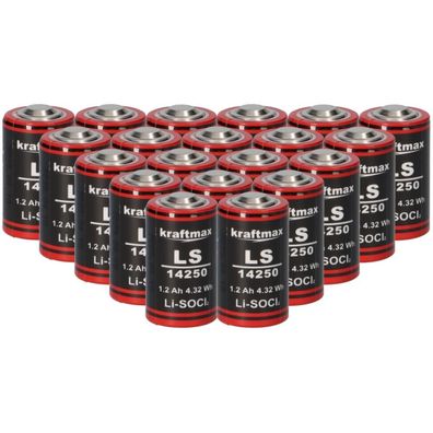 20x Kraftmax Lithium 3,6V Batterie LS14250 1/2 AA - Zelle