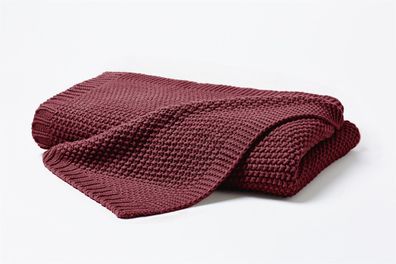 Hahn Primera Strickdecke Kuscheldecke Perlmuster 130x170 cm marsala 545001-229