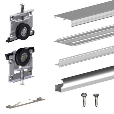 Schiebetürbeschlag SLID'UP 220, 180 cm, 18 mm, 2 Türen bis 70 kg, silber, für Schränk