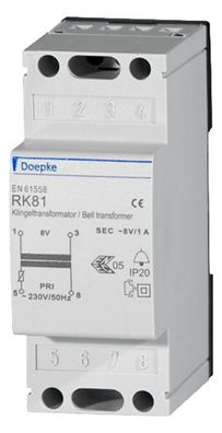 1St. Doepke 09980085 RK 3U 4-8-12V/2A Klingeltransformator 4 V, 8 V, 12 V