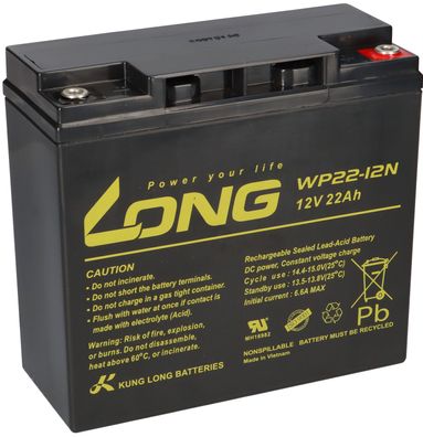 Kung Long WP22-12N 12V 22Ah Batterie AGM Blei Akku wartungsfrei zyklisch