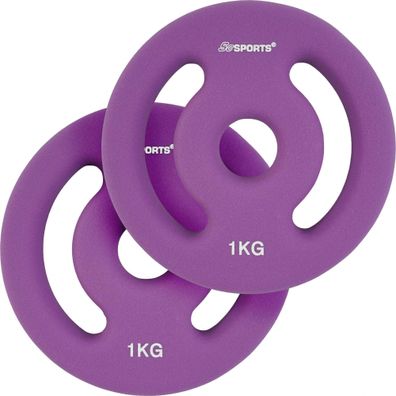 ScSPORTS® Hantelscheiben Set 2x1kg 30mm Neopren Gewichtsscheiben Gewichte Hantel