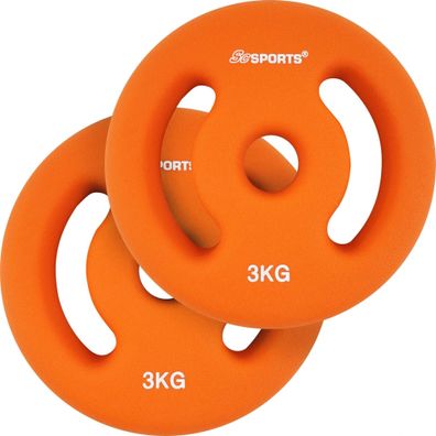 ScSPORTS® Hantelscheiben Set 2x3kg 30mm Neopren Gewichtsscheiben Gewichte Hantel