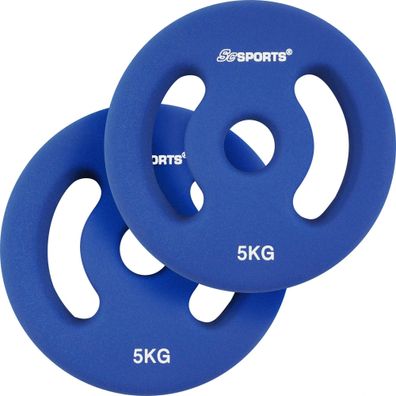 ScSPORTS® Hantelscheiben Set 2x5kg 30mm Neopren Gewichtsscheiben Gewichte Hantel