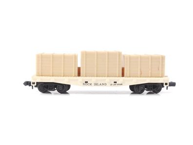 Arnold N 0486 US Güterwagen Flachwagen Rock Island beladen