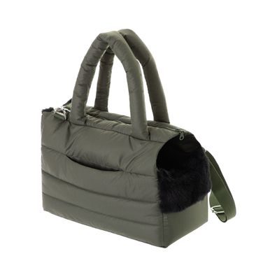 HobbyDog FLUFFY RIDE Transporttasche Transportbox für Hunde 36x17x24 cm olivgrün