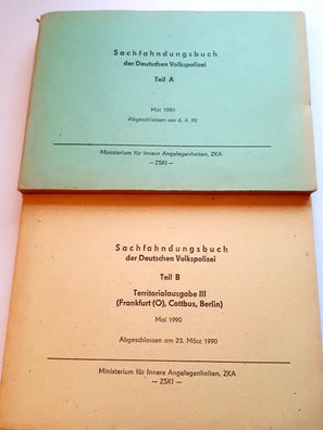 Sachfahndungsbuch der Deutschen Volkspolizei Teil A und B - Mai 1990