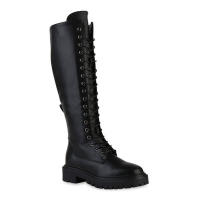 VAN HILL Damen Leicht Gefütterte Schnürstiefel Stiefel Profil-Sohle Schuhe 841360