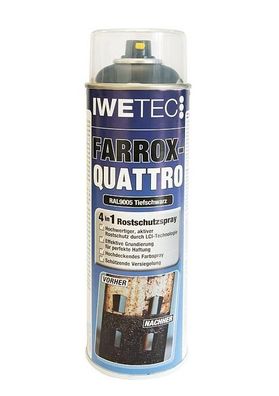 Iwetec Farrox Quattro Lackspray tiefschwarz Rostschutz 500 ml