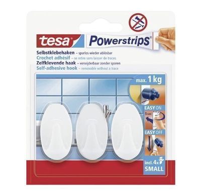 Tesa Powerstrips - Oval Haken, 4er Pack