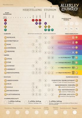 Allerley Zauberey - abwischbare Punktekarte (1 Stück)