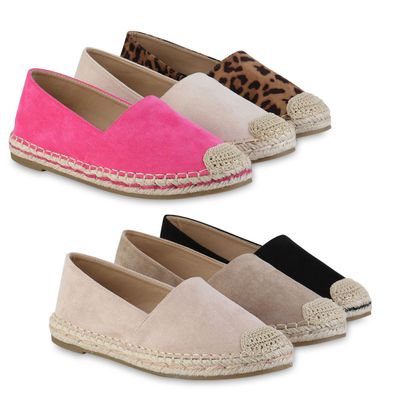 VAN HILL Damen Espadrilles Slippers Bequeme Bast Sommer Schlupf-Schuhe 841122