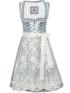 Dirndl Daria 58er Länge wasserblau/creme