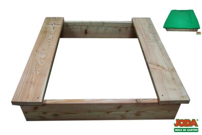 Joda Lärche Sandkasten Sandkiste 110cm Sandbox mit Abdeckplane Holz Massivholz