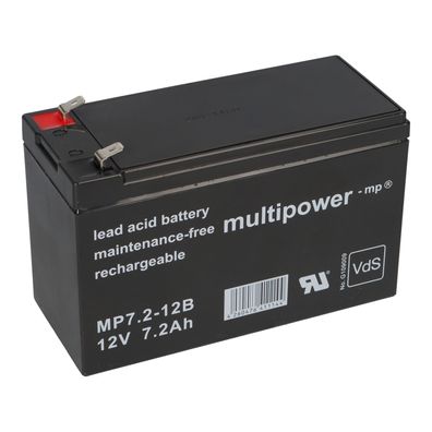 amazon 3 Multipower Blei-Akku MP7,2-12B Pb 12V / 7,2Ah VdS G109009, Faston 6,3