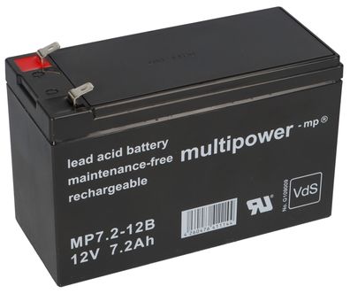 Multipower Blei-Akku MP7,2-12B Pb 12V / 7,2Ah VdS G109009, Faston 6,3