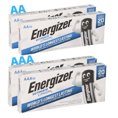 40x Energizer Lithium Batterie SET 20x AA Mignon + 20x AAA Micro