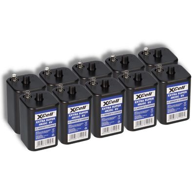 10x XCell 4R25 6V 9500mAh Blockbatterie, für Blinklampen, Baustellenlampen