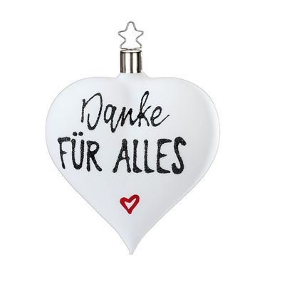 Christbaumschmuck Herz weiß "Danke für alles" 10 cm