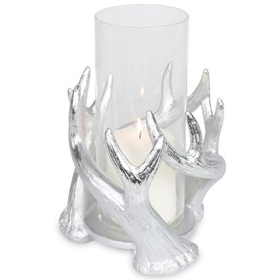 Riffelmacher Geweih Kerzenhalter mit Glas 20cm