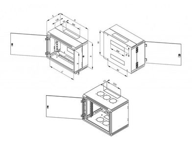 1St. Triton DELTAB2D 6HE Wandschrank zweiteilig 6HE b=600 x h=370 x t=295mm - 19 Zoll