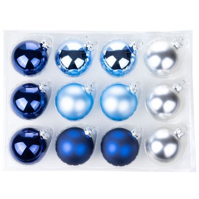 Weihnachtskugeln 12 Stk 6cm Blue Shadow Thüringer Glas