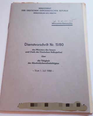 DDR MdI Dienstvorschrift Nr.11/80