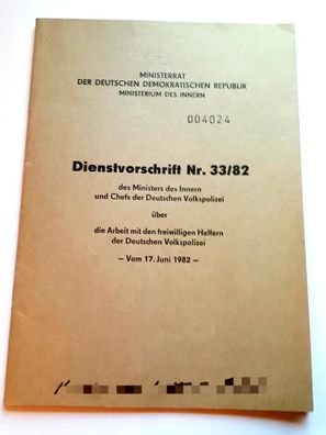 DDR MdI Dienstvorschrift Nr.33/82