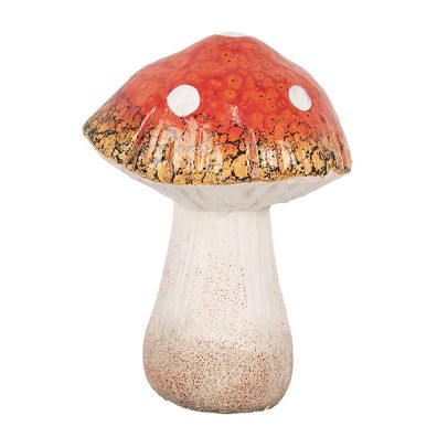 Clayre & Eef Dekoration Pilz 9x8x12 cm Rot Weiß Keramik (Gr. 9x8x12 cm)