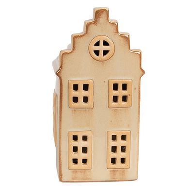 Clayre & Eef Dekoratives Haus mit LED 8x7x16 cm Beige Porzellan (Gr. LED 8x7x16 cm)