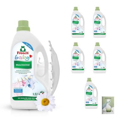 Frosch Baby Waschmittel 22WL 1,5L, 5er Pack, (5 x 22 Waschladungen) und Celexqua Rein