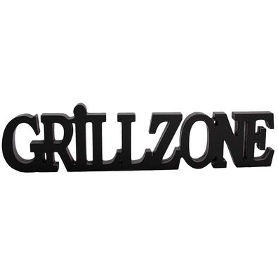 Riffelmacher Schriftzug Grillzone Holz schwarz