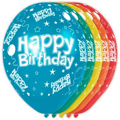 Ballons bunt Happy Birthday 5stk 30cm