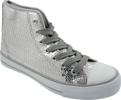 Pailletten Sneaker silber Space Disco Turnschuhe Glitzerschuhe Karneval Fasching