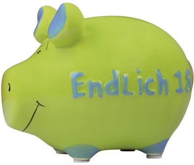 KCG 101223 Spardose Schwein "Endlich 18" - Keramik, klein