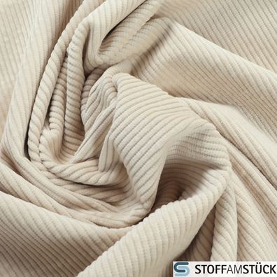 Stoff Baumwolle Elastan Breitcord off-white Baumwollstoff Breit Cord Genuacord