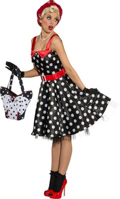 Rock n Roll Kleid schwarz weiss gepunktet Orlob