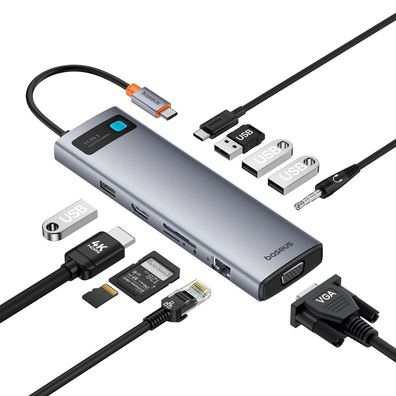 HUB 11in1 Baseus Metal Gleam Series USB-C zu USB-C PD / 3x USB-A 3.0 / USB-A 2.0